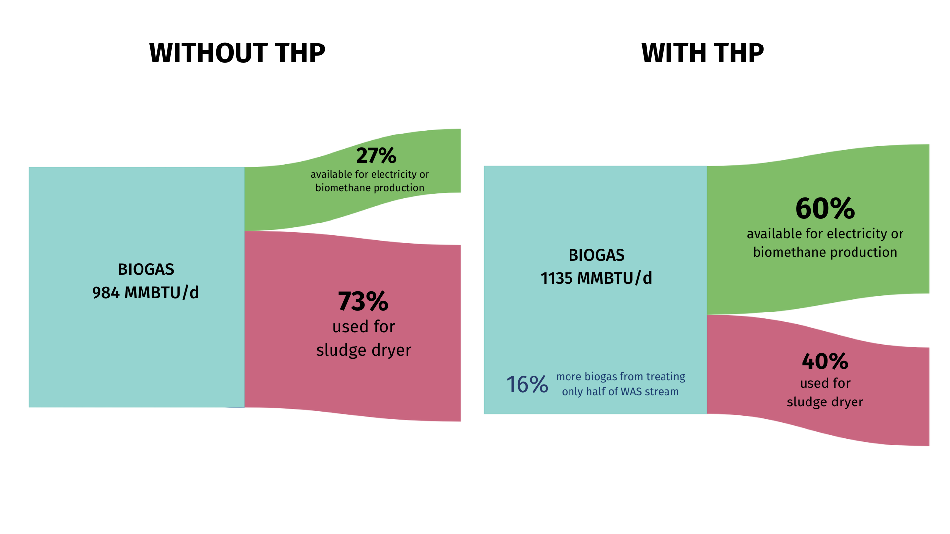 biogas before and after thp