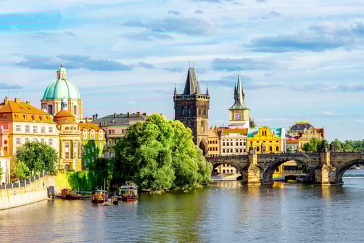 Skyline over Prague, showing where Vodovody-Kanalizace 2025 will be held.